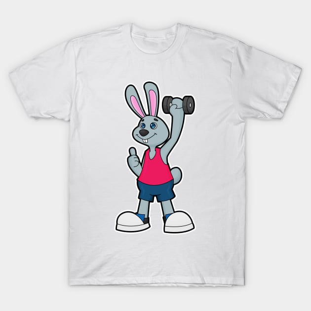 Rabbit at Fitness with Dumbbell T-Shirt by Markus Schnabel